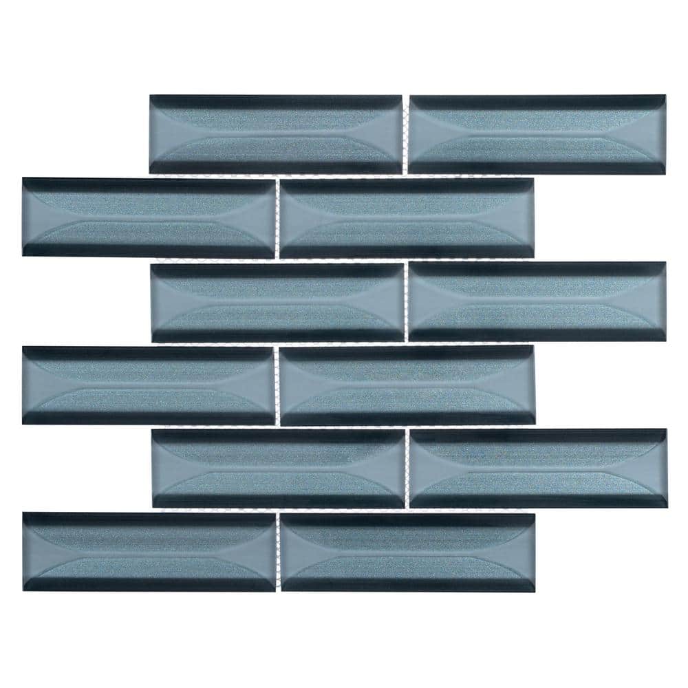 Zeinnet 2 x 2 Glass Brick Joint Glossy Slate Mosaic Wall Tile 4.77 sq. ft.