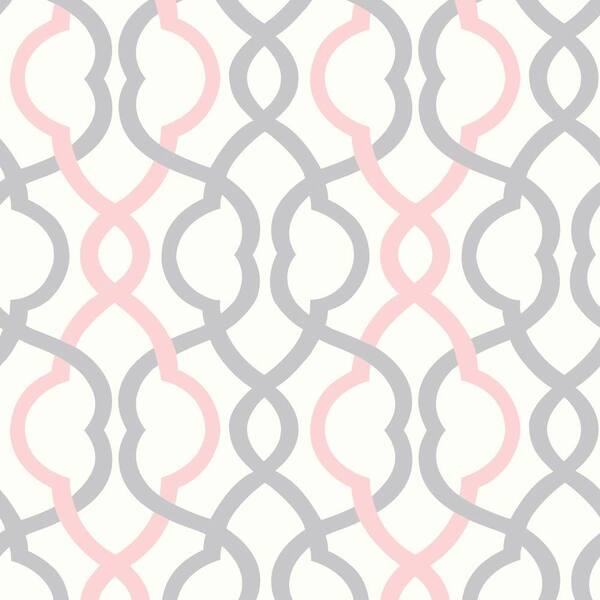The Wallpaper Company 8 in. x 10 in. Make Waves White/Pink/Grey Wallpaper Sample
