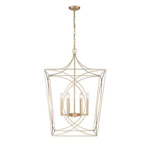 Tracy 24 in. 6-Light Painted Modern Gold Indoor Hanging Pendant Light