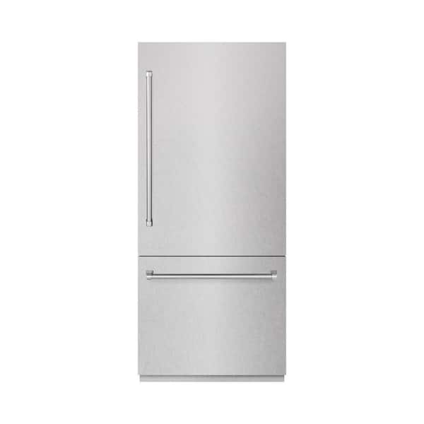 ZLINE Kitchen and Bath 36 in. 19.8 cu. ft. Built-In Bottom Freezer Refrigerator with Water Dispenser & Ice Maker in Satin Stainless Steel