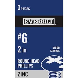 #6 x 2 in. Zinc Plated Phillips Round Head Wood Screw (3-Pack)