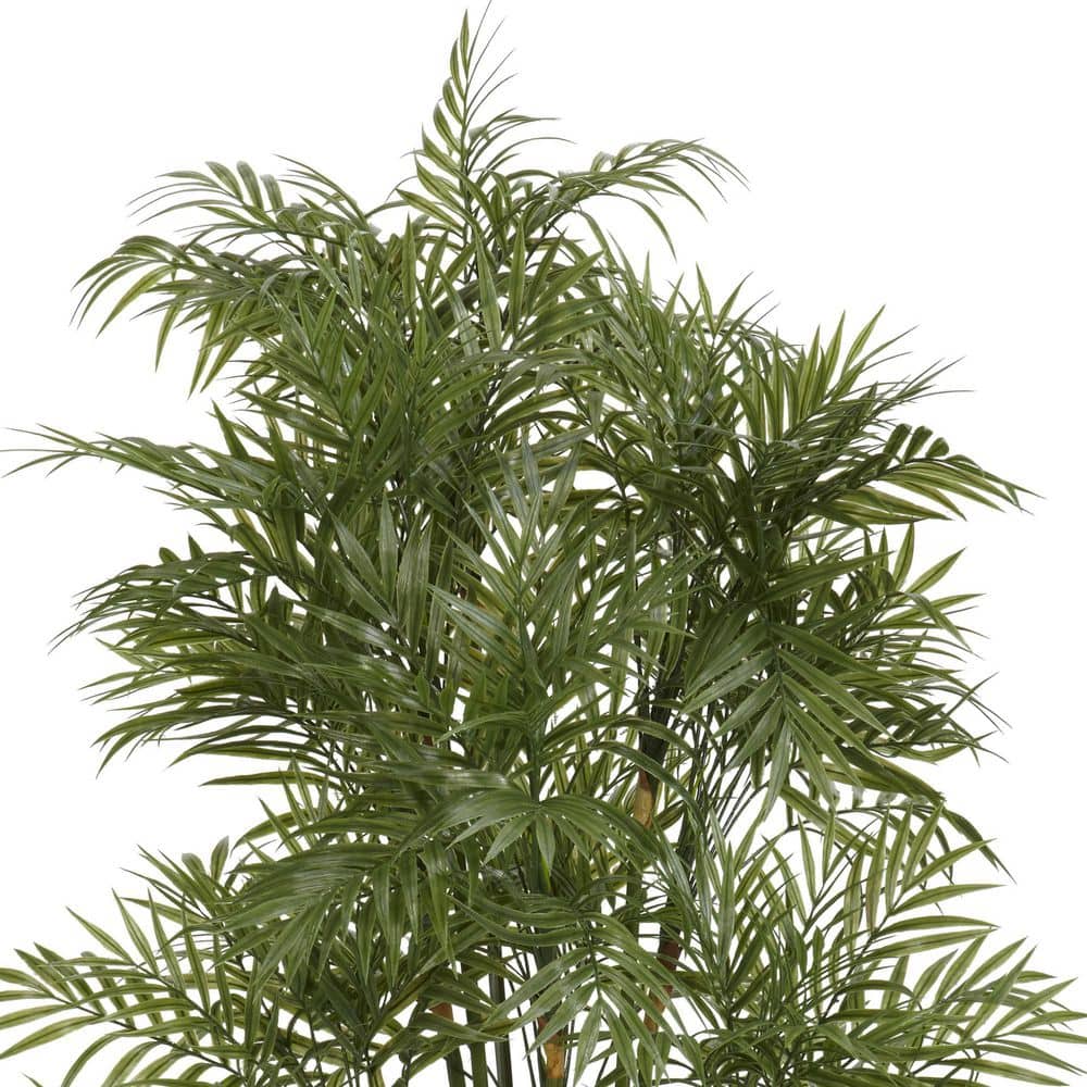 Nearly Natural 4 ft. Green Silk and Plastic Potted Palm Floor Plant