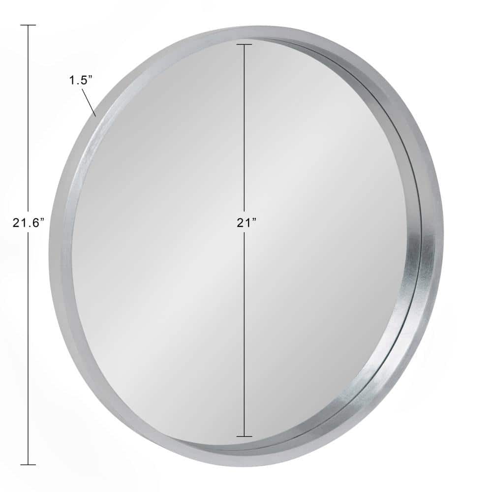 Elegant Round Wood and Silver 24" Wall Mirror