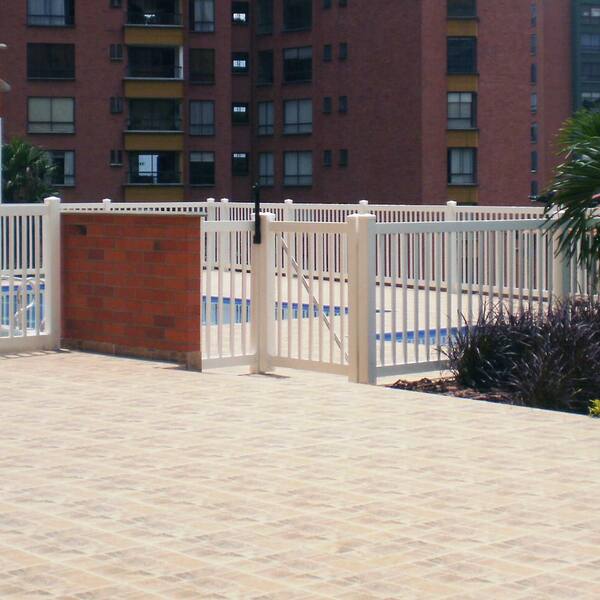 Weatherables 8 ft. W x 4 ft. H Neptune White Vinyl Pool Fence