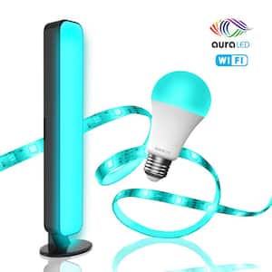Aura LED ColorKit 75-Watt Equivalent A21 Dimmable Multi-Color LED Light Bulb with Light Strip and Light Bar 6500K