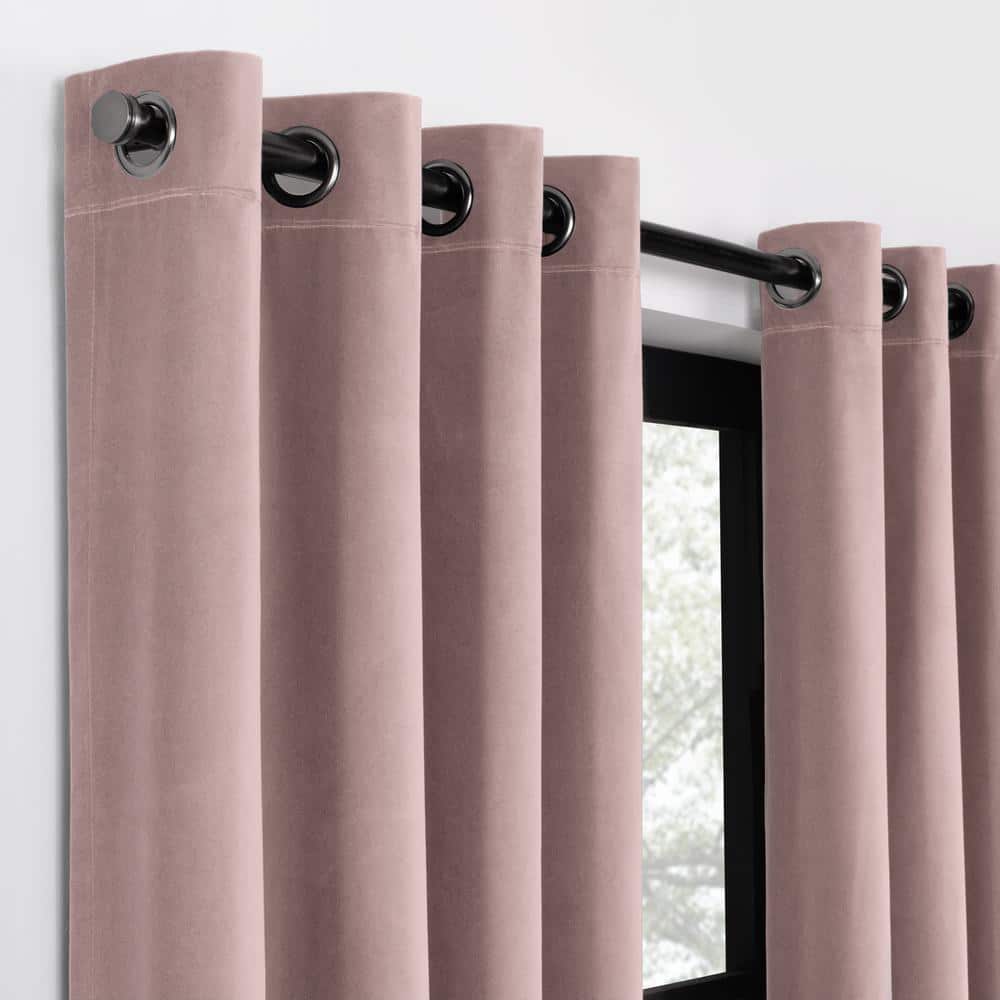 Dusty Rose Velvet Cotton Blackout Grommet Window Panel, 84" x 50"