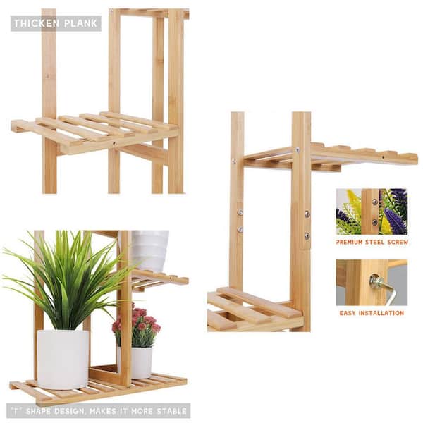 AESOME 40 in. x 16 in. Indoor Natural Bamboo Wood Plant Stand 6