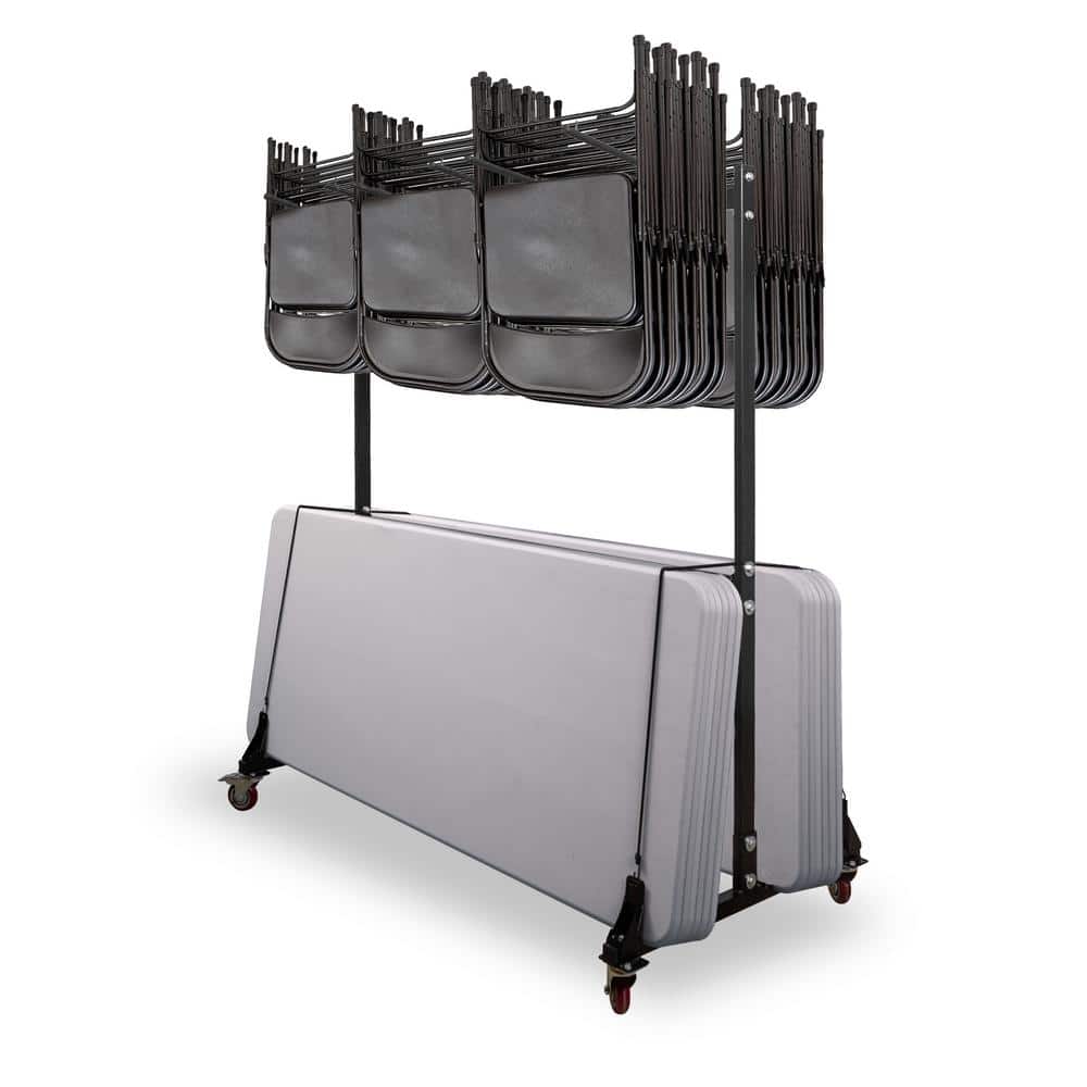 65 in x 33.7 in. x 67 in. Steel 600lb Capacity Folding Chair and Table Comb