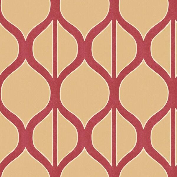 The Wallpaper Company 8 in. x 10 in. Red Cream Modern Geometric Design Wallpaper Sample