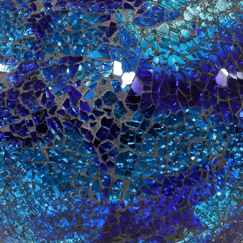 Deep Ocean Blue Crackled Glass Outdoor Gazing Globe, 10"