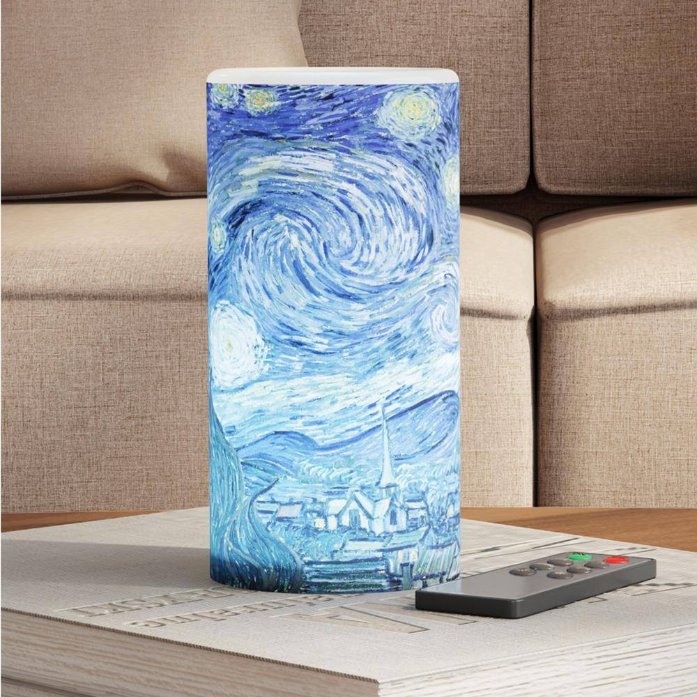 Van Gogh Starry Night Lighted Canvas and LED Candle Set