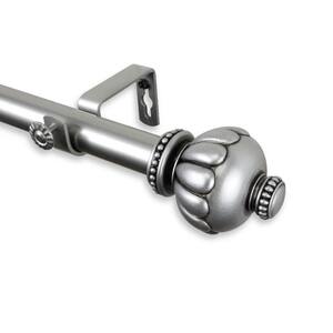 48 in. - 84 in. Telescoping 1 in. Single Curtain Rod Kit in Satin Nickel with Selma Finial