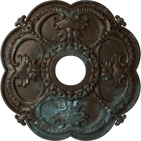 Ekena Millwork 1-1/2" x 18" x 18" Polyurethane Rotherham Ceiling Medallion, Bronze Blue Patina