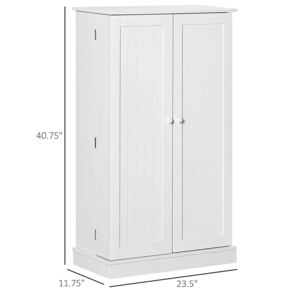 White Vertical Kitchen Pantry with Adjustable Shelves