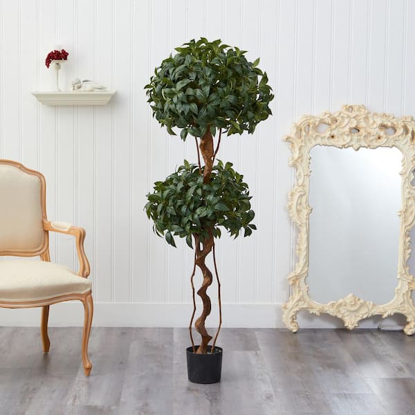 Nearly Natural 5 ft. Sweet Bay Double Ball Topiary Artificial Tree
