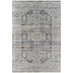 Margaret 5 ft. 3 in. x 7 ft. 10 in. Navy/Taupe Medallion Washable Indoor/Outdoor Area Rug