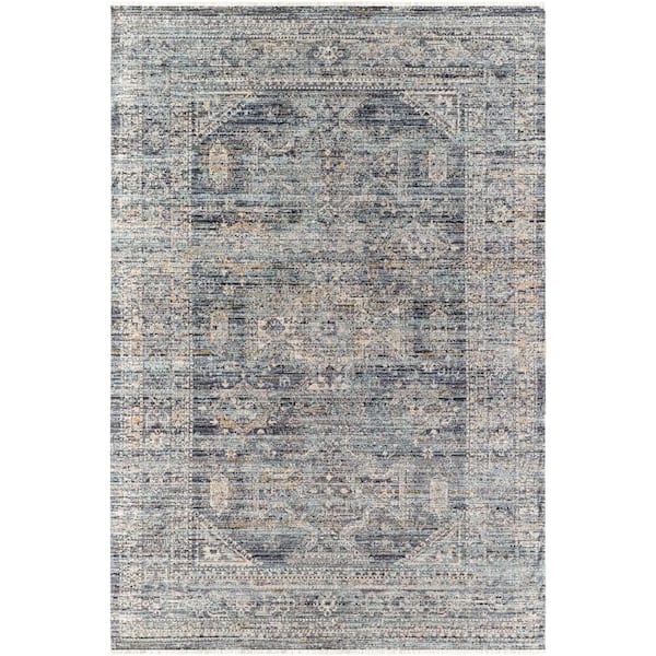 Becki Owens Margaret Navy/Taupe Medallion 5 ft. x 8 ft. Machine-Washable Indoor/Outdoor Area Rug