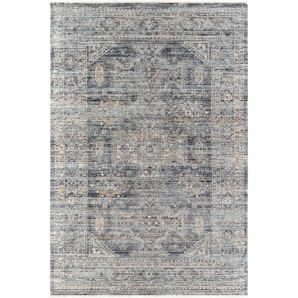 Livabliss Margaret 9 ft. x 13 ft. 1 in. Navy/Taupe Medallion Washable Indoor/Outdoor Area Rug