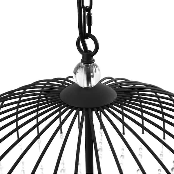 YANSUN 6-Light Black Crystal Pendant, Unique Statement Chandelier