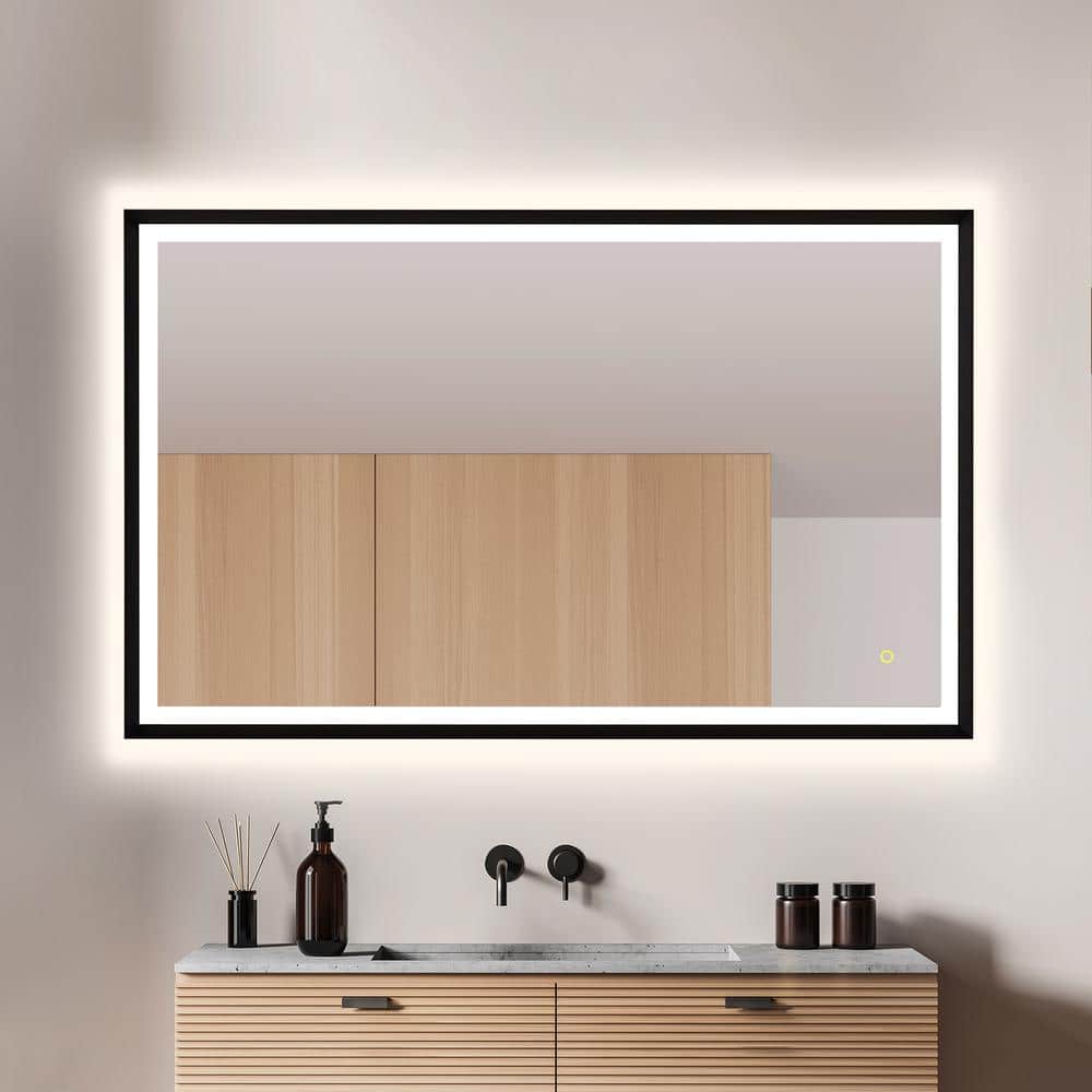Apollo 48" x 30" Matte Black Aluminum LED Vanity Mirror