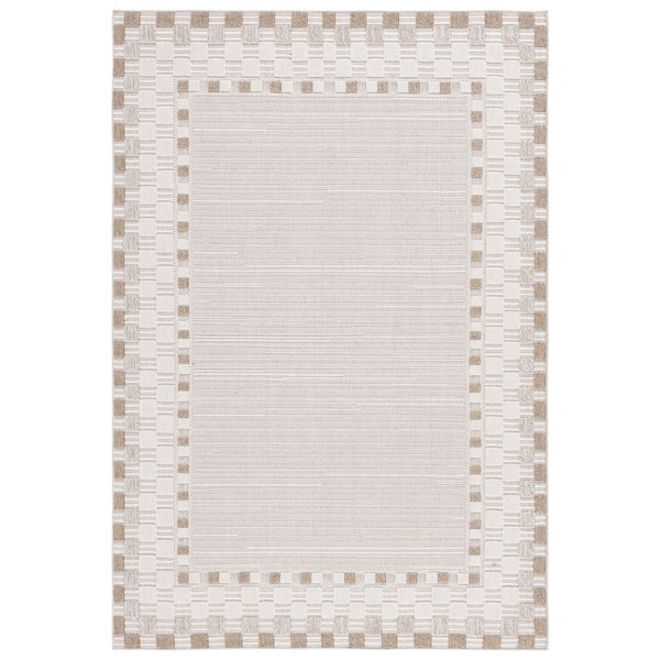 Global Beige/Light Beige 5 ft. x 8 ft. Border Indoor/Outdoor Area Rug