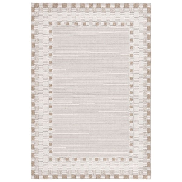 SAFAVIEH Global Beige/Light Beige 9 ft. x 12 ft. Border Indoor/Outdoor Area Rug