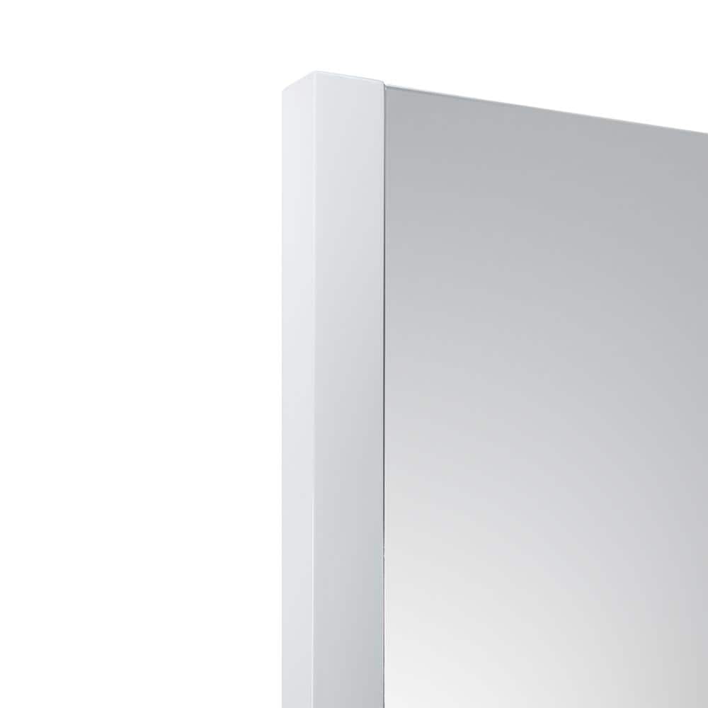 Modern Rectangular Frameless White Wood Vanity Mirror 25.5"x31.5"