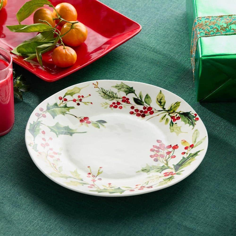 Certified International Holly And Vines Round 13 in. Assorted Colors Stoneware Platter