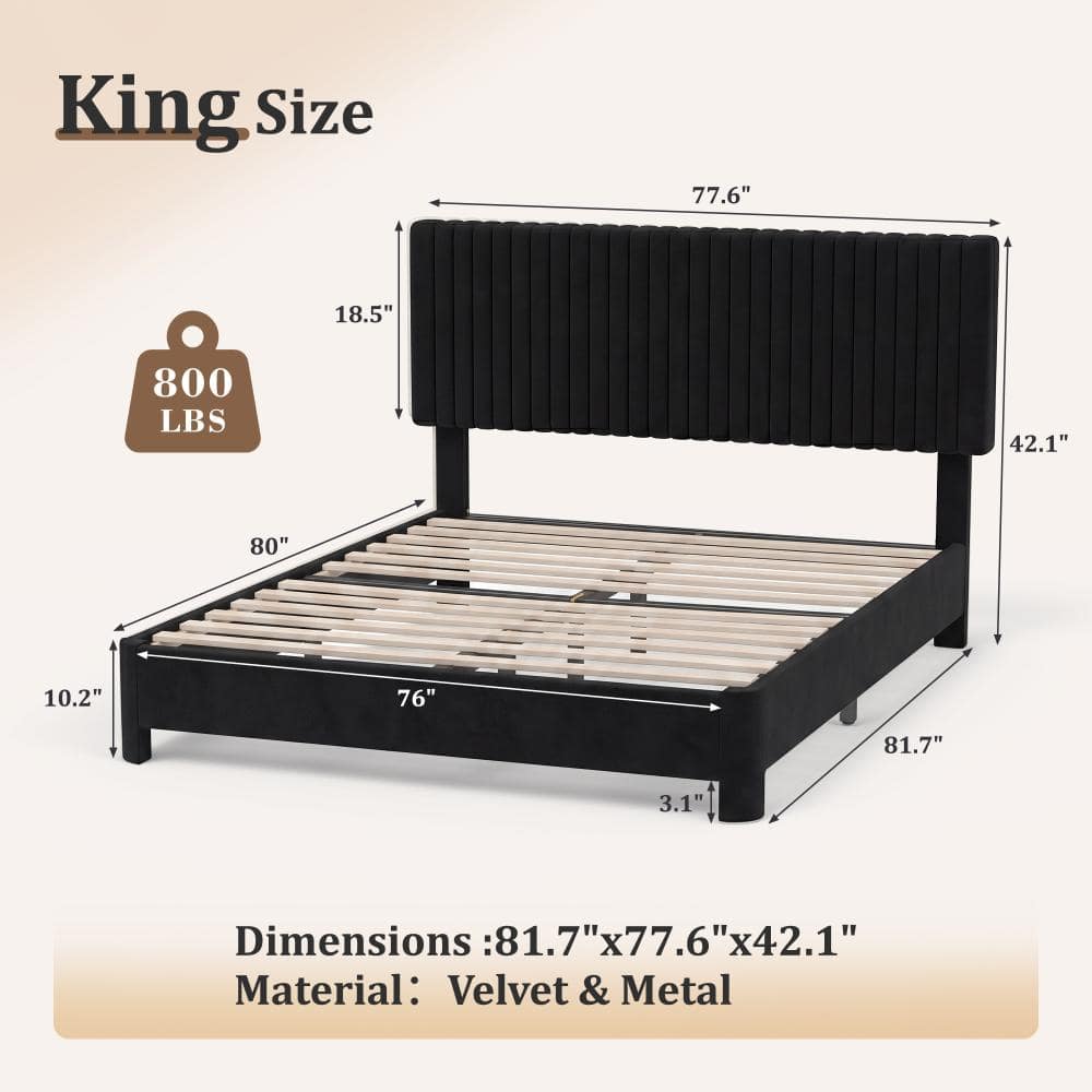 King size bed frame dimensions and weight specifications.