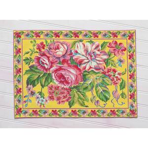 Cottage Rose 14 in. x 19 in. Floral Green Cotton Placemats (Set of 4)