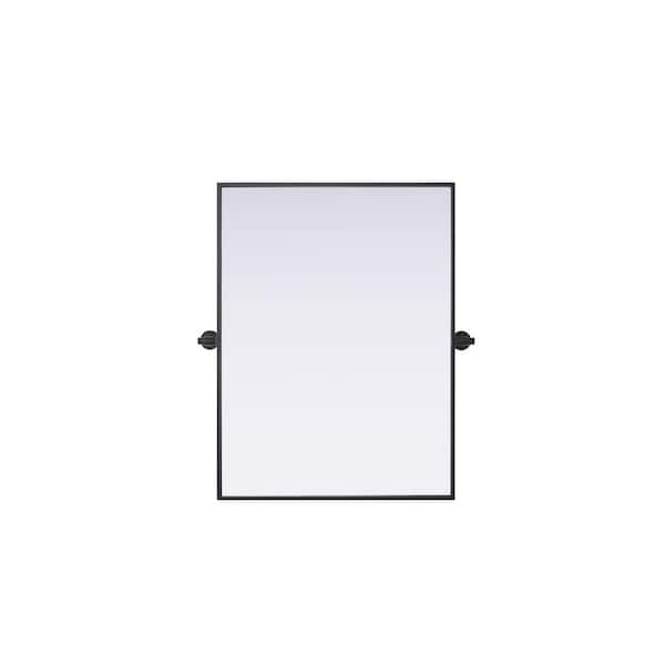 Unbranded Timeless Home Black 24 in. W x 32 in. H Rectangular Pivot Mirror