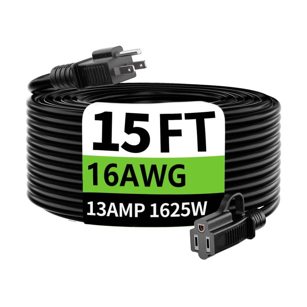 15ft 16/3 Gauge SJTW Indoor/Outdoor Extension Cord w/Braided Design, 13A 1625W Heavy Duty Electric Cord,ETL Listed,Black price history on PriceWatchPro