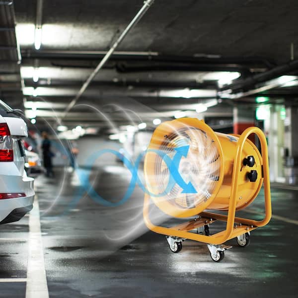 16 in. Utility Blower Fan Explosion Proof Fan 1100-Watt 60Hz 3450 RPM with Wheels for Extraction Ventilation in Orange