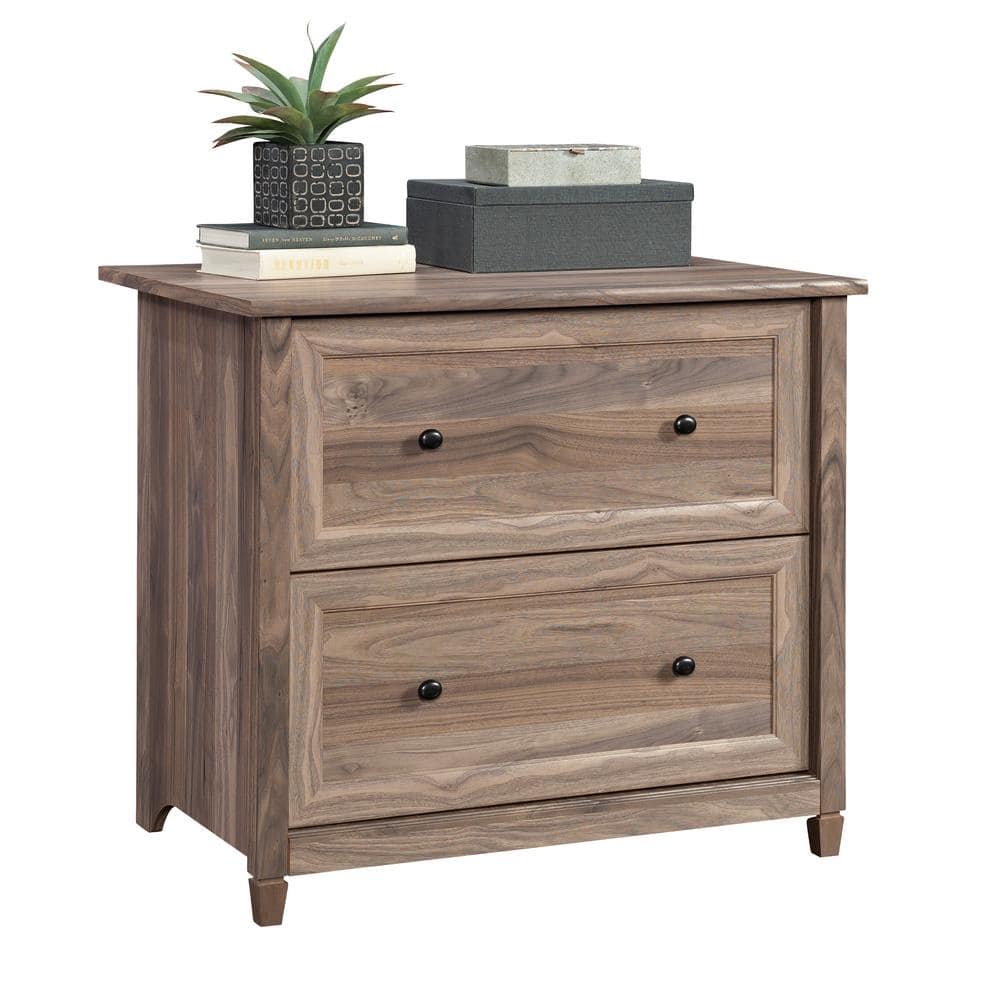 Washed Walnut 2-Drawer Lateral File Cabinet with Metal Hardware