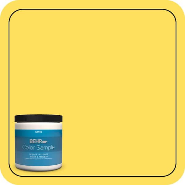 BEHR PREMIUM PLUS 8 oz. #380B-5 Neon Light Satin Enamel Interior/Exterior Paint & Primer Color Sample