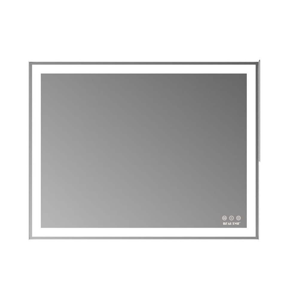 Modern 24 in. W x 32 in. H Large Lighted Rectangular Frameless Wall Mount A