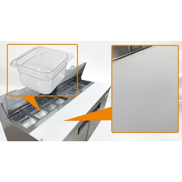 60.25 in. W 15 cu. ft. NSF Commercial Food Prep Sandwich Table Refrigerator Cooler in Stainless Steel