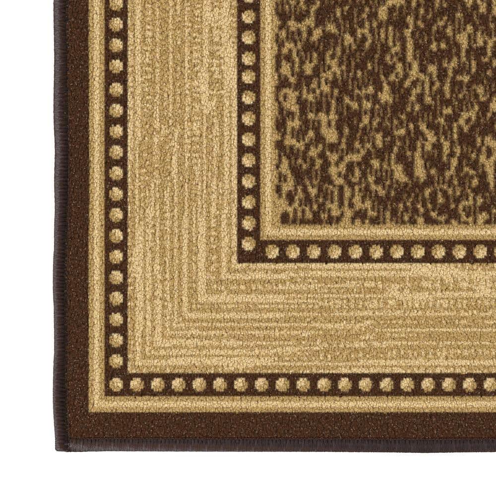 Contemporary Chocolate Brown 3x10 Synthetic Runner Rug with Non-Slip Backing