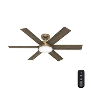 Donatella 52 in. Integrated LED Indoor Burnished Brass Ceiling Fan with Light Kit and Remote Included