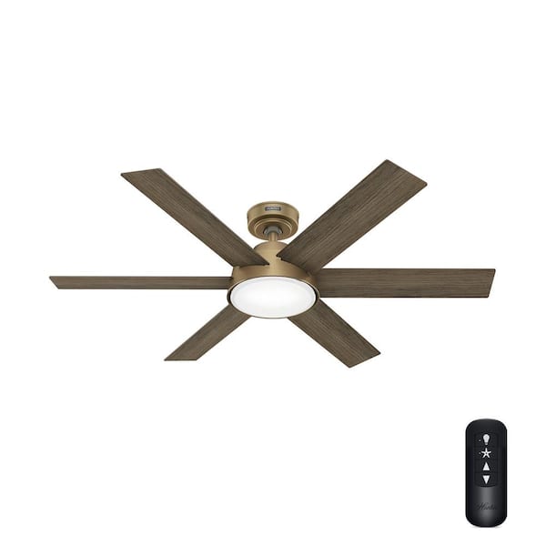 Hunter Donatella 52 in. Integrated LED Indoor Burnished Brass Ceiling Fan with Light Kit and Remote Included