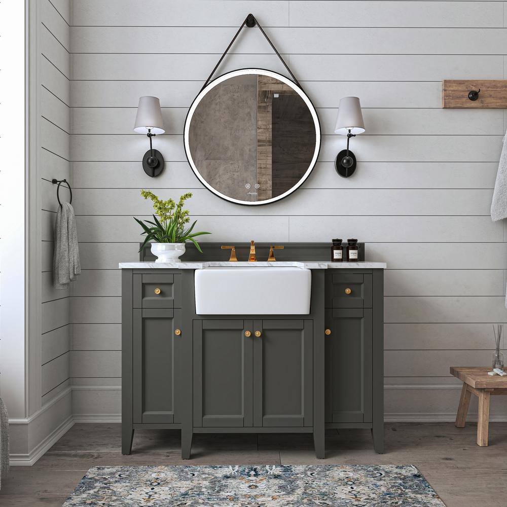 Adeline 48'' Gray Vanity with Marble Top and Gold Hardware