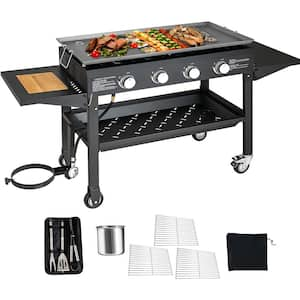 4-Burner Propane Gas Grill in Stainless Steel with Griddle Top