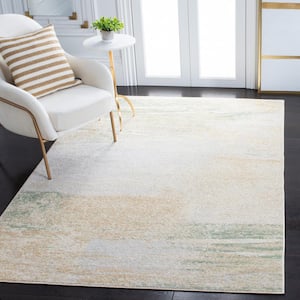 Adirondack Ivory/Gold 4 ft. x 4 ft. Solid Color Distressed Square Area Rug