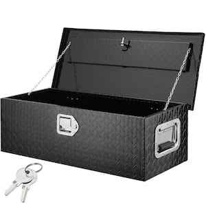 30 in. L x 13 in. W x 9.6 in. H Top Mount Truck Tool Box Aluminum Bar Tread Tool Box with 2 Key for Pick Up Truck, Black