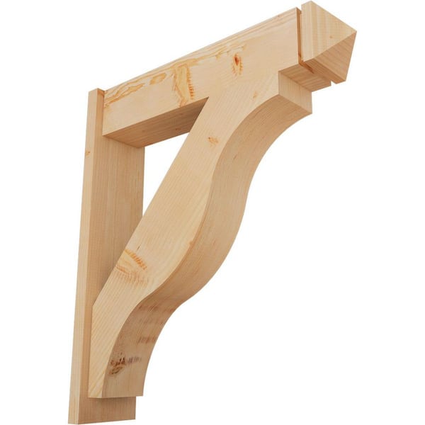 Ekena Millwork 8 in. x 36 in. x 32 in. Douglas Fir Fuston Arts and Crafts Smooth Outlooker