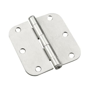 3-1/2 in. x 3-1/2 in. Brushed Nickel Full Mortise Butt Hinge with Removable Pin (2-Pack)