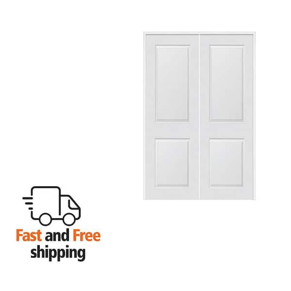 60 in. x 96 in. Smooth Carrara Both Active Solid Core Primed Molded Composite Double Prehung Interior Door