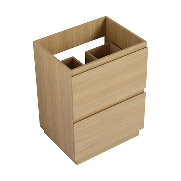 Unbranded Hot Sale 23.22 in. W x 17.91 in. D x 30.62 in. H Wall Bath Vanity Cabinet without Top in Brown with Oak Double Drawer
