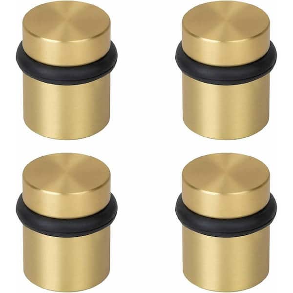 Floor Door Stopper Satin Brass-4 Pack Quickly Installed Wall Protector and Door Knobs-1.5 in.