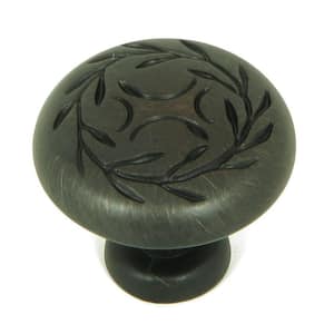 1-1/4 in. Oil Rubbed Bronze Round Leaf Cabinet Knob (10-Pack)